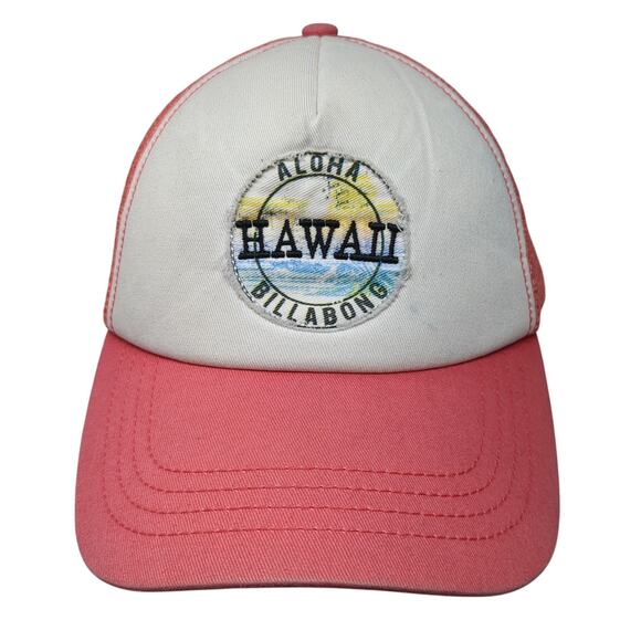 Aloha Hawaii Billabong Snapback Trucker Hat Red One Size Adjustable Mesh Back - Picture 1 of 9